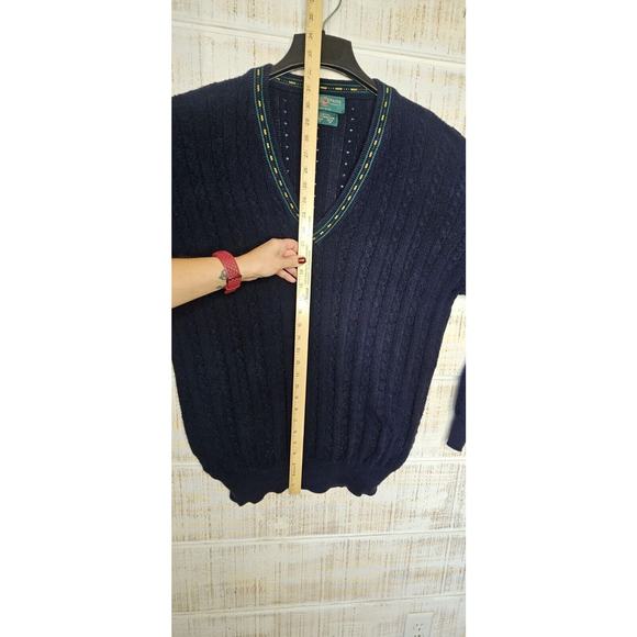 Alan Paine XL Men's Knitwear V-neck Cotton Cable Knit Crickey Jumper Vtg - Picture 12 of 16